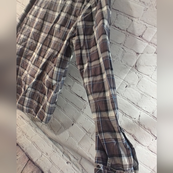 BKE Buckle BLACK Western Snap Button Plaid Grey Shirt L - Picture 11 of 16